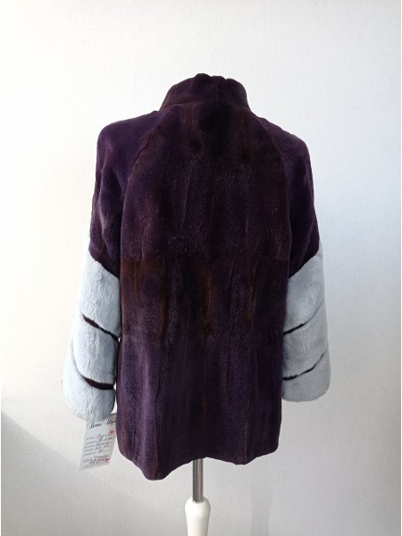 Шуба Норка Фиолетово-голубая Прага